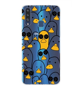 Samsung Galaxy A20s Uyumlu Kapak Duck Tasarımlı Şeffaf Silikon Kılıf