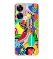 PrintiFy Realme C55 ile Uyumlu Retro Color 6  Kamera Korumalı Şeffaf  Kılıf