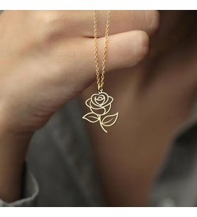 Kişiye Özel Gül Model Kolye 925K Gümüş (Gold)