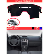 Renault Megane 2 İçin Uygun Torpido Koruma Halısı Siyah Kenar Renk Kırmızı