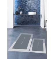 EVDEYA Dijital Baskılı Yıkanabilir Bathroom Yazılı Banyo Paspası Klozet Takımı, KLOZET-1-GRİ, (Gri)