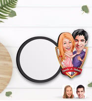 BK Gift Kişiye Özel Sevgililer Karikatürlü Ahşap Bardak Altlığı-3