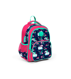 Coral High Kids Neon Mercan Lacivert Kuğu Desenli Üç Bölmeli Okul Sırt Çantası 23402