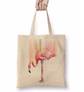 Flamingo Pembe Yağmur Bez Çanta Uzun Saplı