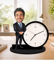 Kişiye Özel Karikatürlü Masa Saati Erkeğe Özel Fotoğraflı Hediye Ofis ve İş İnsanına Hediye Ofis Hediyesi