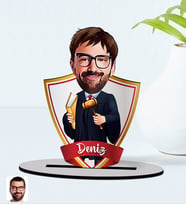 BK Gift Kişiye Özel İsimli Erkek Hakim Karikatürlü Ahşap Biblo Model-1