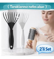 SİYAH Renk  2 Adet  Pratik Saç Fırçası ve Tarak Temizleme Aparatı Tarak Temizleyici Mini Tırmık 8,5c