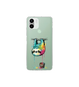 Redmi A1 Plus ile Uyumlu Splash Tembel Hayvan Tasarımlı Şeffaf Silikon Kılıf