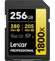PROF 256GB 1800X SDXC UHS-II 270MB/s read 180MB/s write C10 V60 U3