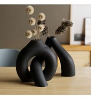 3D Baskı Interlocking Vazo - İç İçe Geçen Dekoratif Vazo-Siyah