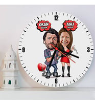 Ben Sana Mahkum Sevgiliye Hediye Kişiye Özel Karikatürlü Duvar Saati