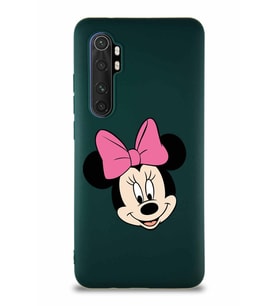 Xiaomi Mi Note 10 Lite Soft Premier Kapak Minnie Mouse-C Tasarımlı Silikon Kılıf - Yeşil (Şeffaf)