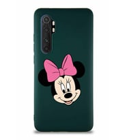 Xiaomi Mi Note 10 Lite Soft Premier Kapak Minnie Mouse-C Tasarımlı Silikon Kılıf - Yeşil (Şeffaf)