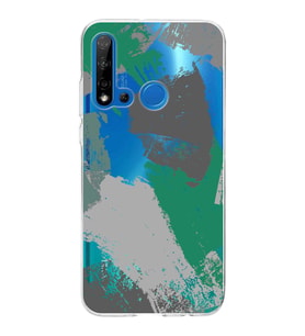 Huawei P20 Lite 2019 Uyumlu Kapak Brush Stroke Tasarımlı Şeffaf Silikon Kılıf