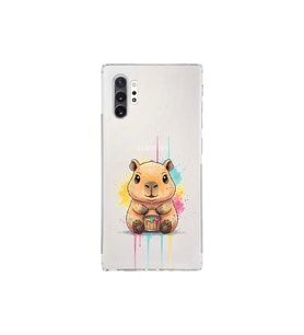 Samsung Galaxy Note 10 Plus ile Uyumlu Splash Kapibara Tasarımlı Şeffaf Silikon Kılıf