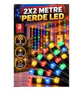 2x2 LED Perde Işık – 8 Fonksiyonlu Noel ve Parti Dekorasyonu