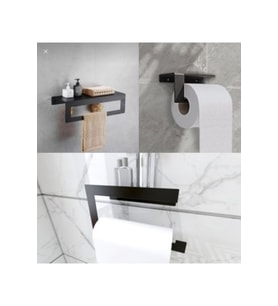 Metal 3'lü Set Raflı Banyo Havlu Askılığı