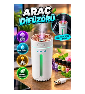 5 Esanslı Araç Difüzörü Nemlendirici LED Işıklı USB Buhar Cihazı