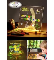 LED Işıklı Kendiliğinden Renkli Fosforlu Kalemli Kare Yazı Panosu 20x20 cm