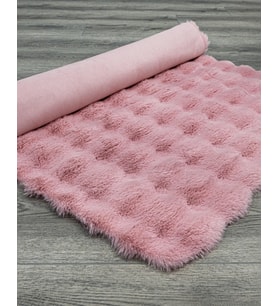 Pembe Halı Kabartmalı Tekstürlü Modern Düz Salon Halısı Pudra Renkli Dekoratif Parça