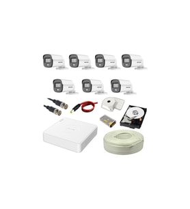 HIKVISION Colorvu 7li 2mp Set Gece Renkli Sesli Görüntü 1tb HDD (Beyaz)