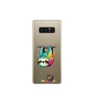 Samsung Galaxy Note 8 ile Uyumlu Splash Tembel Hayvan Tasarımlı Şeffaf Silikon Kılıf