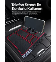 Araç İçi Telefon Standlı Kaydırmaz Silikon Organizer Mat Konsol Düzenleyici