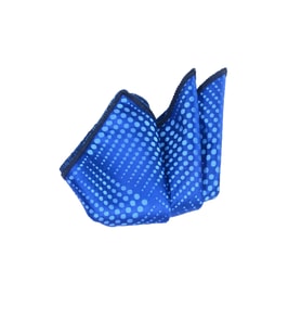 Cengiz İnler Puantiye Desenli Mendilli Mikrofiber Erkek Kravat (Mavi)