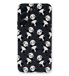 Samsung Galaxy S22 Plus Uyumlu Lansman Kılıf Panda Tasarımlı İçi Kadife Kapak-Koyu Mavi (Şeffaf)