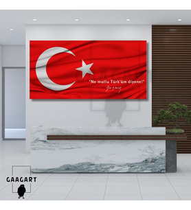 Panoramik Kanvas Makam Panosu Türk Bayrağı Atatürk "Ne mutlu Türk'üm diyene!"
