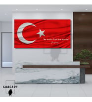 Panoramik Kanvas Makam Panosu Türk Bayrağı Atatürk "Ne mutlu Türk'üm diyene!"