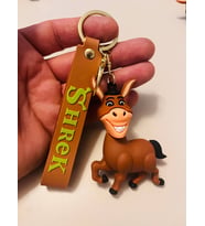 Shrek Eşek Silikon Figürlü Anahtarlık – Animasyon Karakter Çanta & Araba Süsü