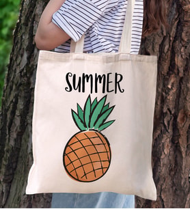 BK Gift Yaz Temalı Kanvas Bez Plaj Çantası, -4  Baskılı Omuz Çantası, Alışveriş Çantası, Arkadaşa Hediye