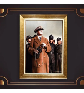 Altın Varaklı Çerçeveli Paspartulu Atatürk Tablo z4722 (Gold)
