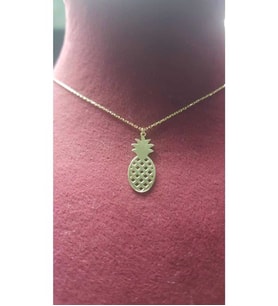 Ananas Tasarımlı  24 Ayar Has Altın Kaplama Gümüş Kolye
