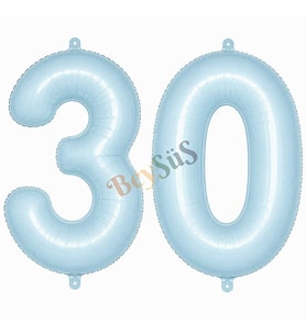 30 Rakam Folyo Balon Mavi Rengi (76 cm)