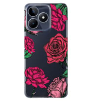 Realme C53 Uyumlu Gül Desenli Şeffaf Telefon Kılıfı