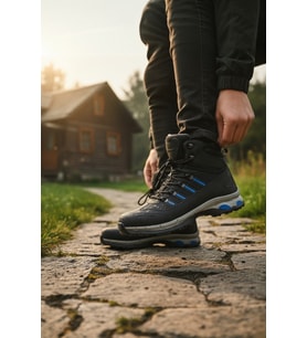 Enoch Erkek Siyah Mavi Waterproof Kürklü Outdoor Trekking ve Doğa Yürüyüş Botu