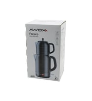 AWOX FRESCO SİYAH ELEKTRİKLİ ÇAY MAKİNESİ ÇAYCI SET 1.7LT SU ISITICI + 1.2LT DEMLİK PASLANMAZ ÇELİK GÖVDE 2200W (5343)