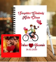 Sevgililer Gününe Özel Ahşap Defter Kalem &  Instagram Çerçeve Hediye Seti 30