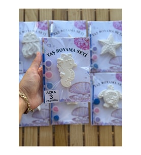 Atölye Lavi Shop Taş Boyama Seti, deniz Kızı Konsept, Kendin Yap, DIY, Hediyelik, Etkinlik, 10 Adet
