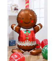 Ayaklı Büyük Kurabiye Adam Balon Yılbaşı Balonu 120cm