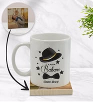 BK Gift Kişiye Özel Canım Babam Tasarımlı Beyaz Kupa Bardak ve Ahşap Bardak Altlığı Hediye Seti - Model 3