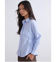 LCW Modest Lacivert Çizgili Poplin Kadın Gömlek Tunik