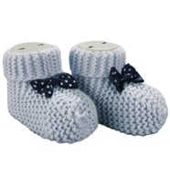 Unisex Mavi Lacivert Puanlı Fiyonklu Triko Patik 0-6 Ay (Standart)