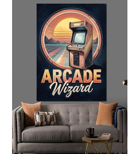 Arcade Wizard Retro Oyun Tabelası Dekoratif Kanvas - Mdf Ahşap Tablo