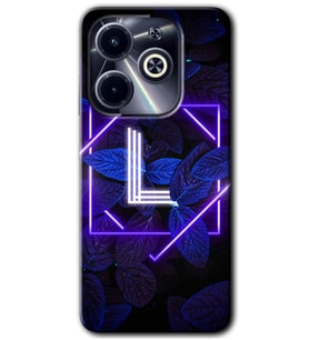 İnfinix Hot 40i Kılıf HD Desen Baskılı Kılıf - Dark Neon Yaprak L Harfi