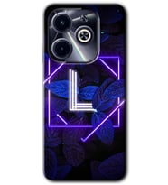 İnfinix Hot 40i Kılıf HD Desen Baskılı Kılıf - Dark Neon Yaprak L Harfi