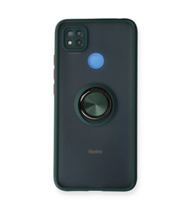 Xiaomi Redmi 9c Kılıf Montreal Yüzüklü Silikon Kapak - Yeşil