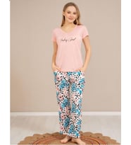 Baha Perfect Club Kadın Bisiklet Yaka Kısa Kol Pijama Takımı 4371 - 1 Adet (Pembe)